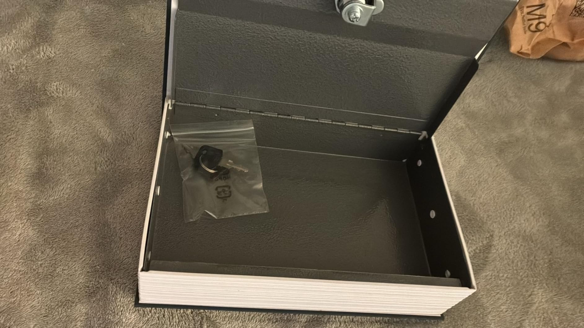 Amazon Basics Portable Diversion Book Safe, Secret Hidden Lock Box with Key Lock for Valuables, Hidden Storage Compartment Disguised as a Book, Large, Blue customer photo 2