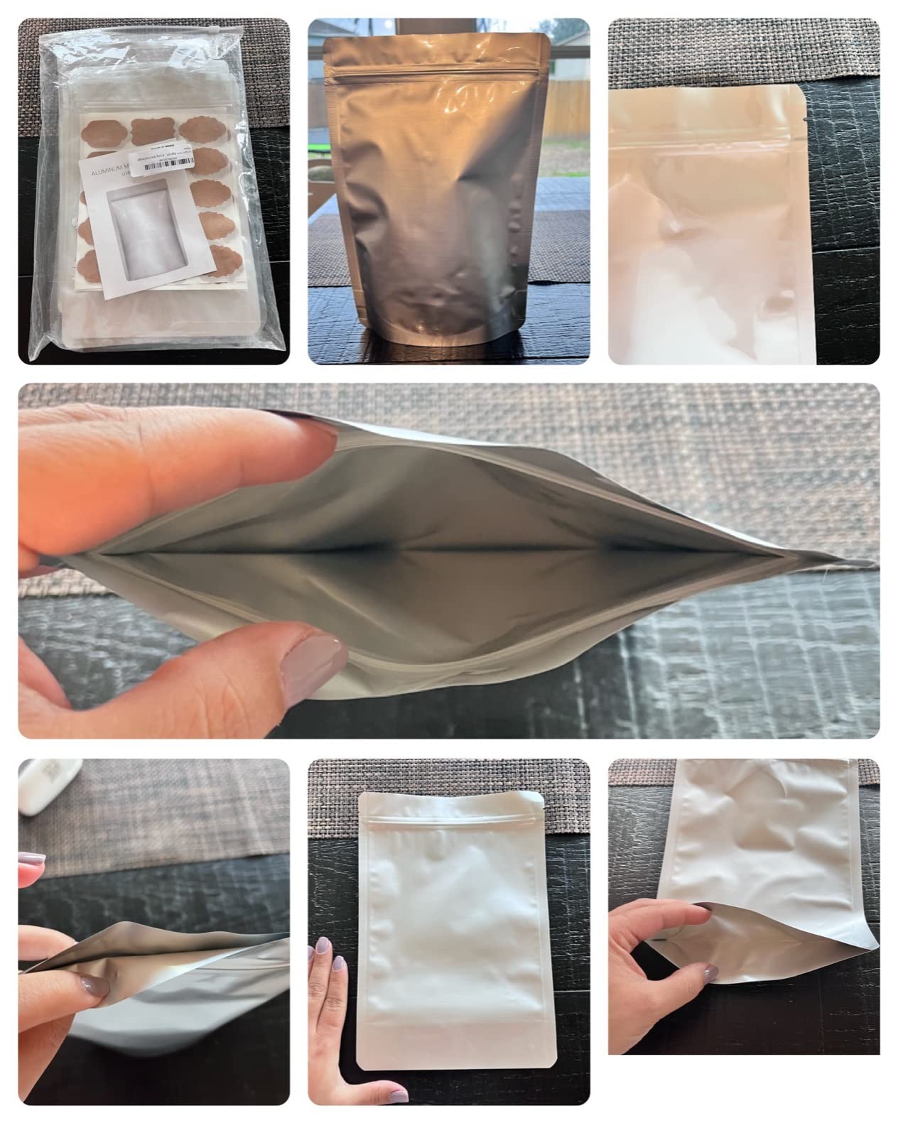 50 Packs Mylar Bags for Food Storage with Clear Window,1 QUART(9.44 Mil, 7