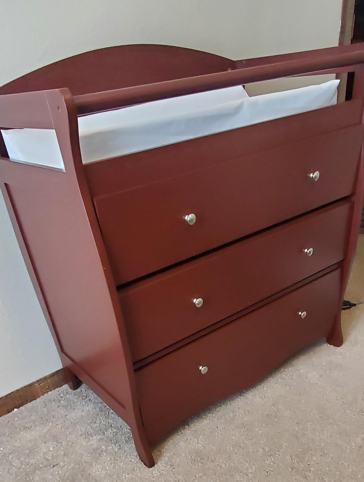 Karl home Changing Table Dresser Baby Diaper Changing Station Infant Nursing Table with 3 Drawers, Safety Rail & Strap for Bedroom, Nursery, Gray customer photo 2