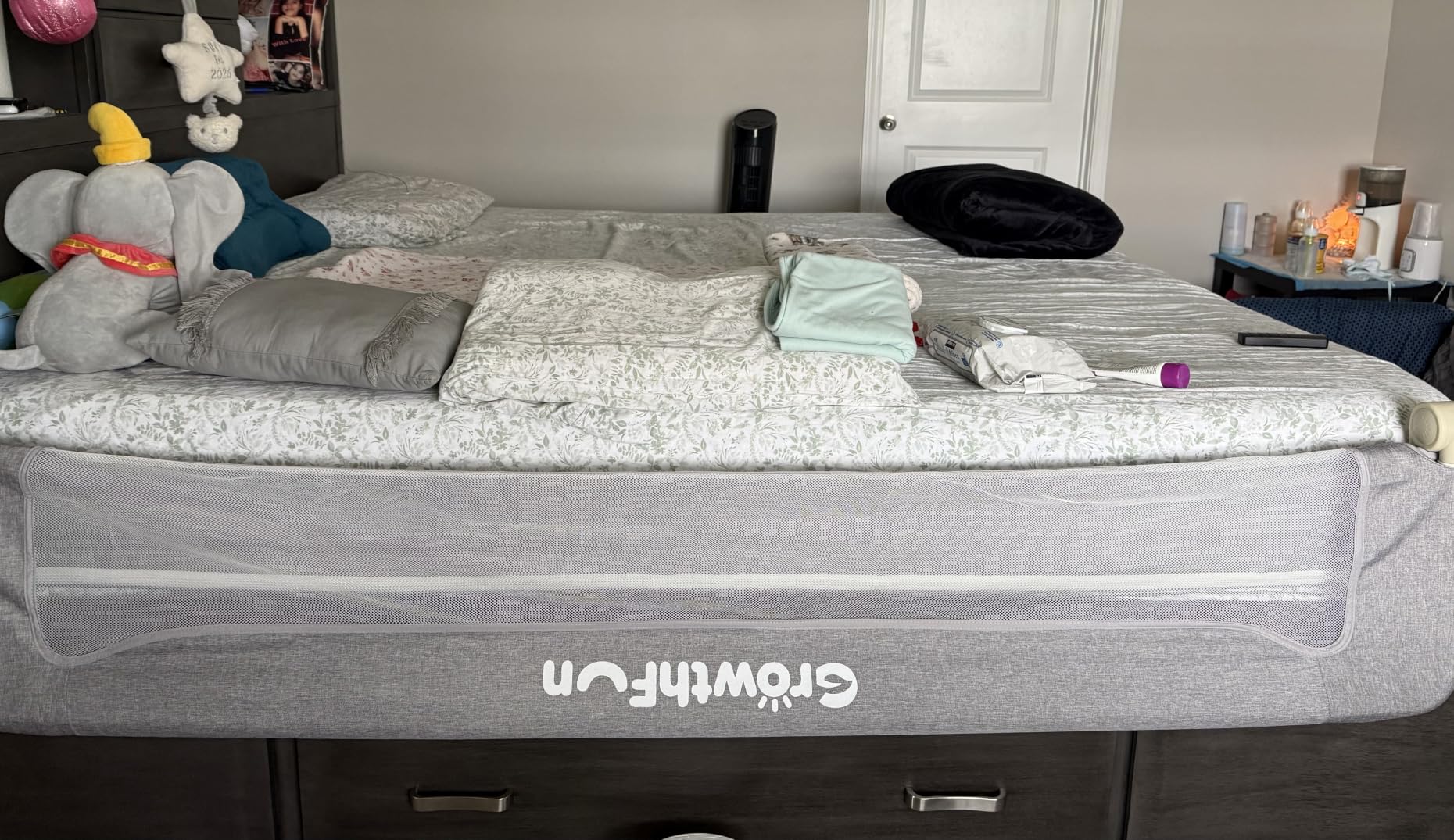 Foldable Bed Rail for Toddlers, 71in Reinforced Carbon Steel Frame&Connectors, Breathable Cationic Fabric - Safety Toddler Bed Rails for Queen, King, Twin, Full, No-Tool Setup. customer photo 2
